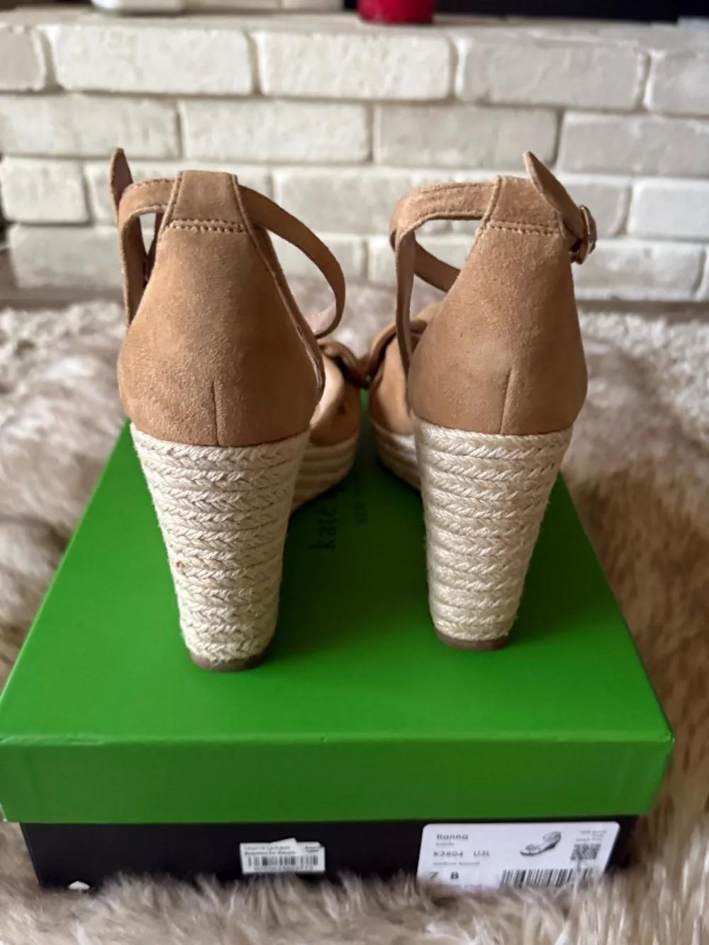 Kate Spade New York Tianna Tan Suede Wedge Bow Espadrille